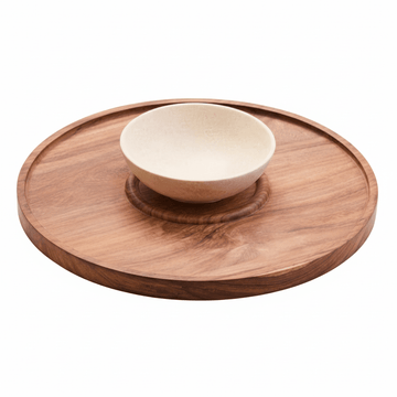 Kora Acacia Wood And Cream Marble Chip And Dip Platter