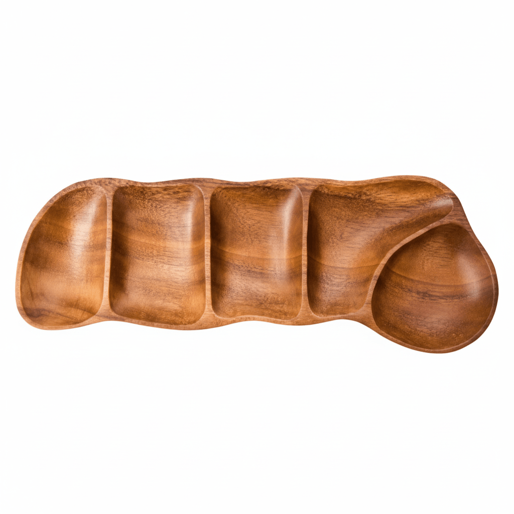Kora Acacia Wood Five Section Antipasti Dish