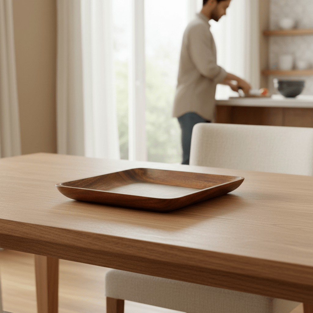 Kora Acacia Wood Large Square Platter