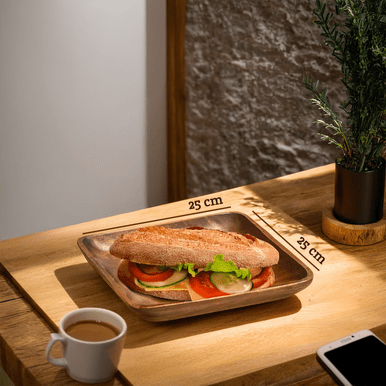 Kora Acacia Wood Large Square Platter