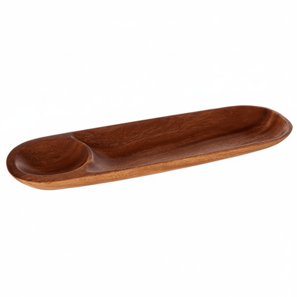 Kora Acacia Wood Oval Chip And Dip Tray