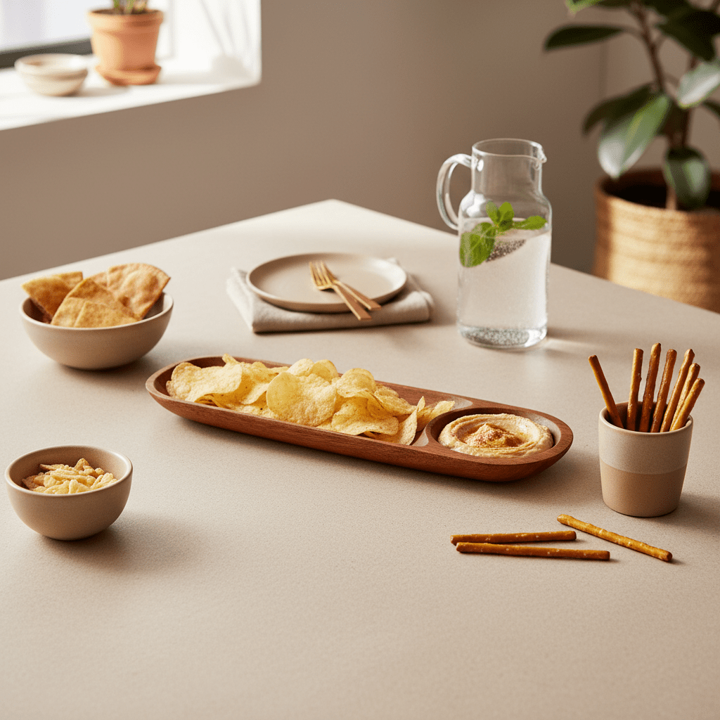 Kora Acacia Wood Oval Chip And Dip Tray