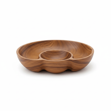 Kora Acacia Wood Three Section Antipasti Dish