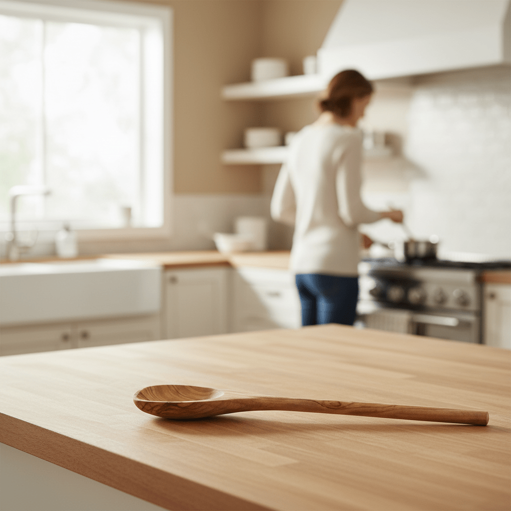 Kora Olive Wood Corner Spoon