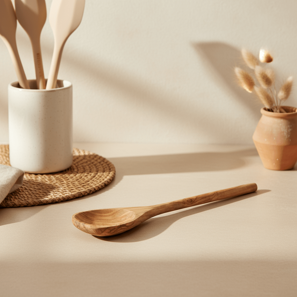 Kora Olive Wood Corner Spoon