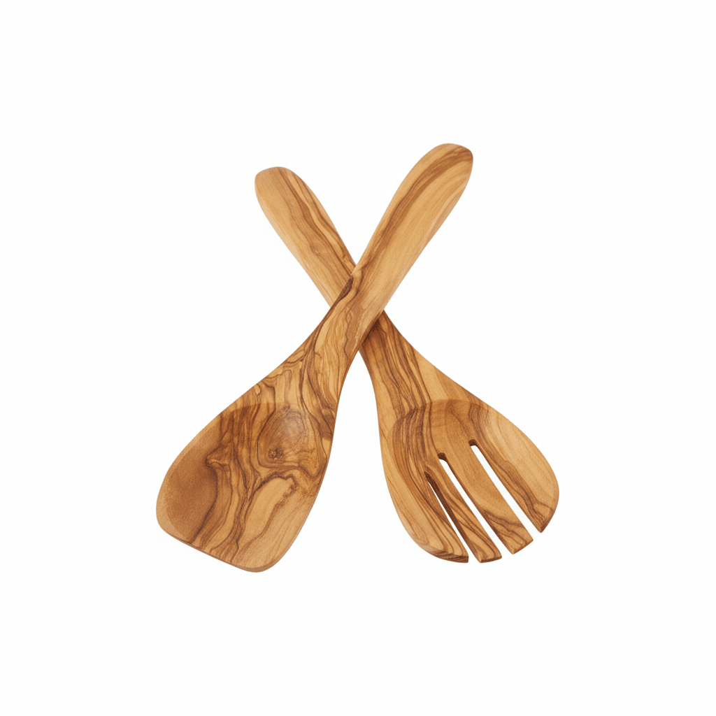 Kora Olive Wood Flat Salad Servers