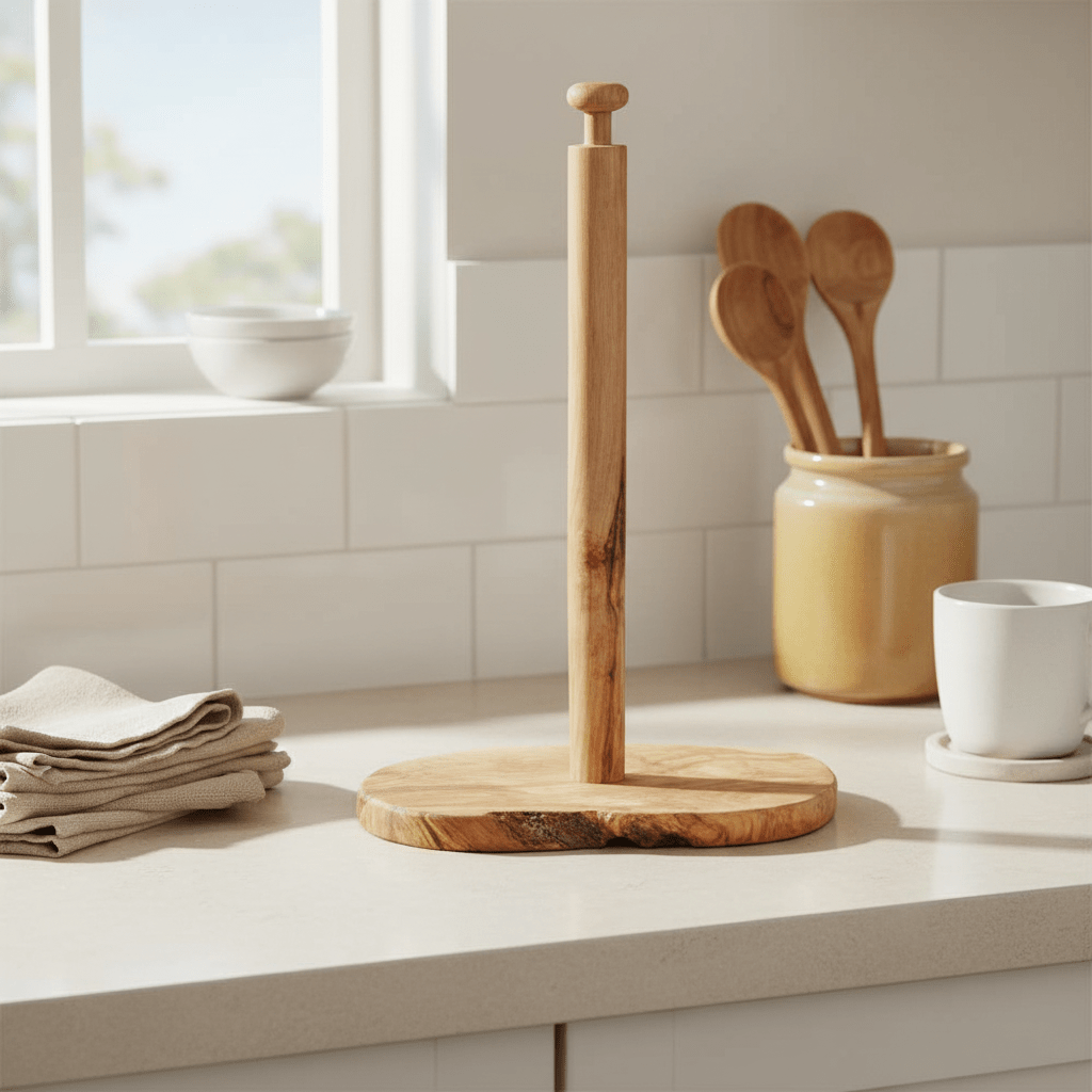 Kora Olive Wood Kitchen Roll Holder
