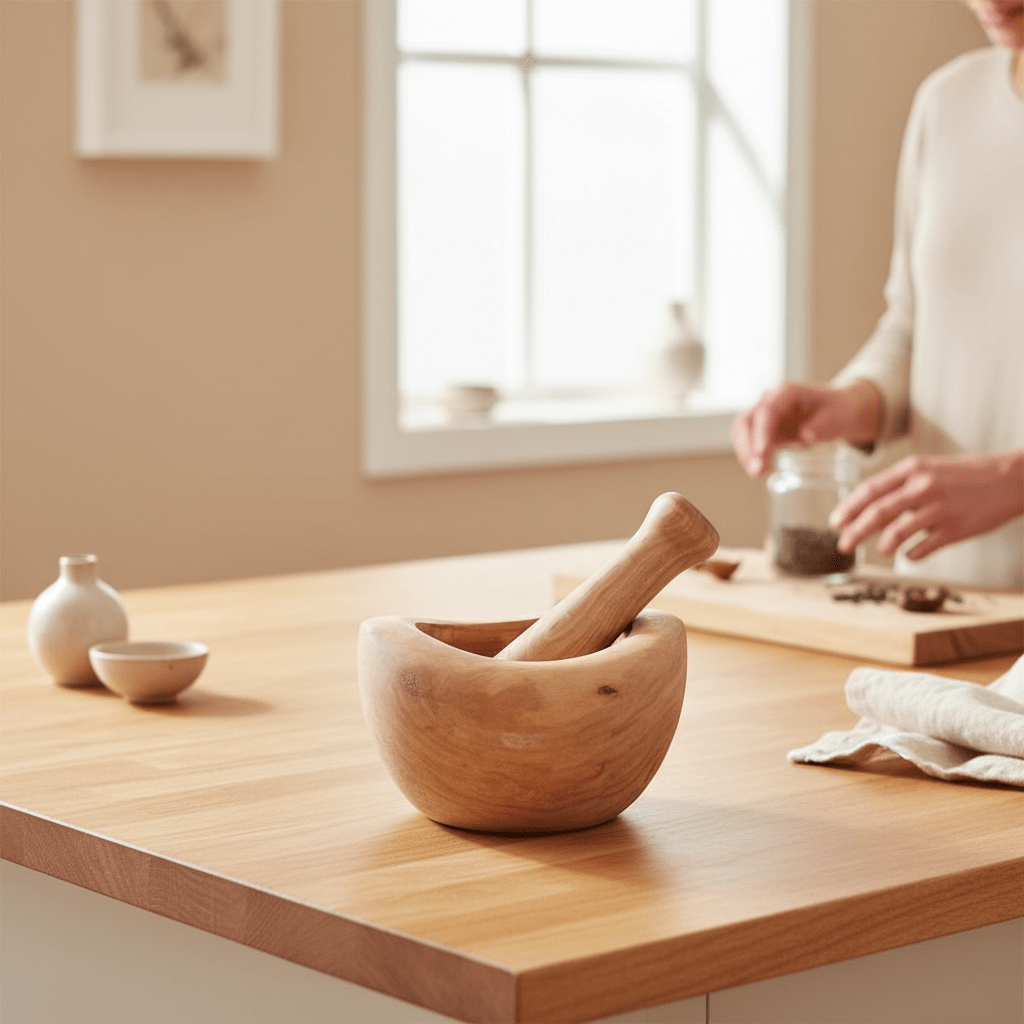 Kora Olive Wood Mortar And Pestle