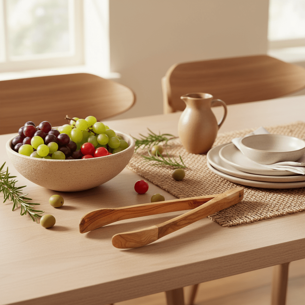 Kora Olive Wood Serving Tongs