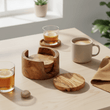 Kora Set Of 4 Olive Wood Round Coasters