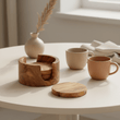 Kora Set Of 4 Olive Wood Round Coasters