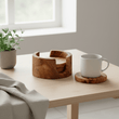 Kora Set Of 4 Olive Wood Round Coasters