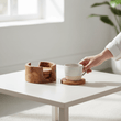 Kora Set Of 4 Olive Wood Round Coasters