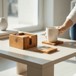 Kora Set Of 4 Olive Wood Square Coasters