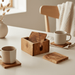 Kora Set Of 4 Olive Wood Square Coasters