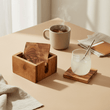 Kora Set Of 4 Olive Wood Square Coasters