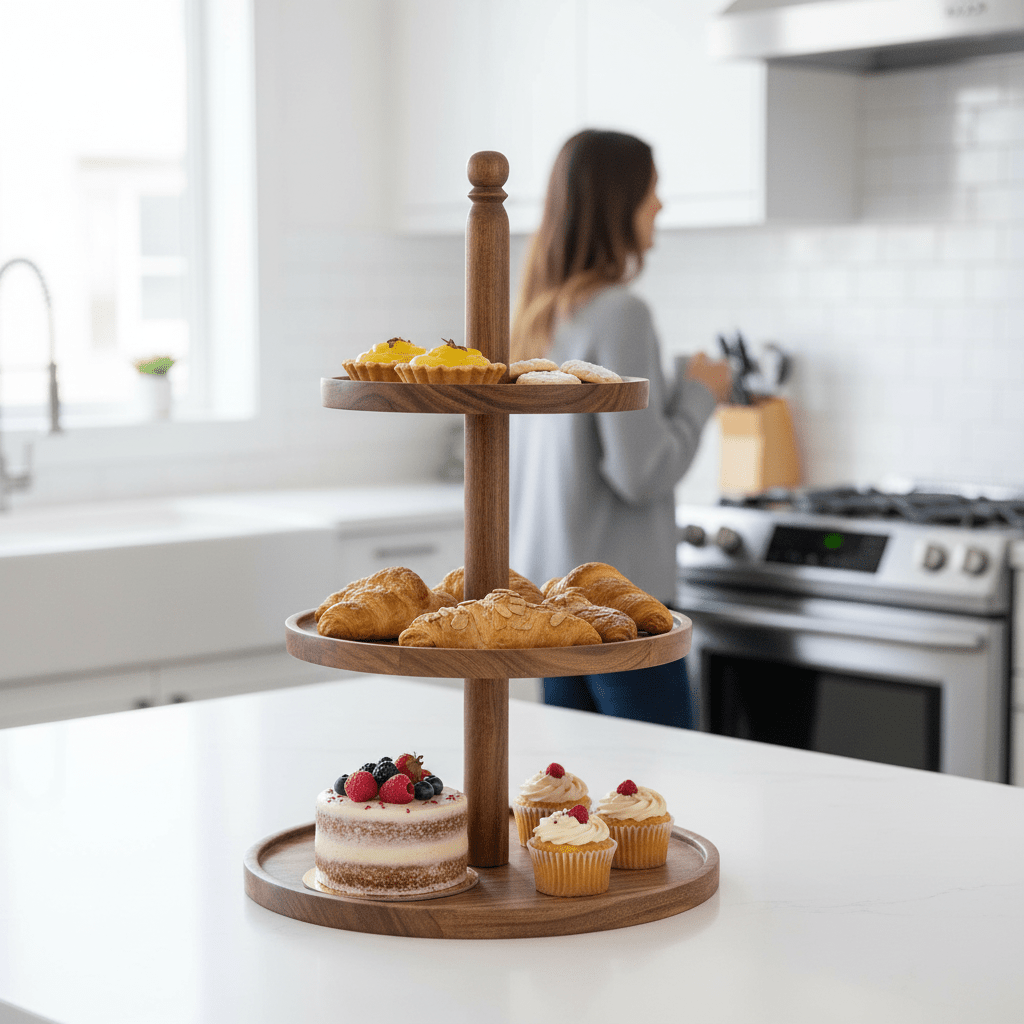 Kora Sheesham Wood Three Tier Cake Stand