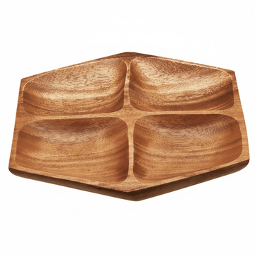 Kora Small Four Section Serving Dish In Acacia Wood