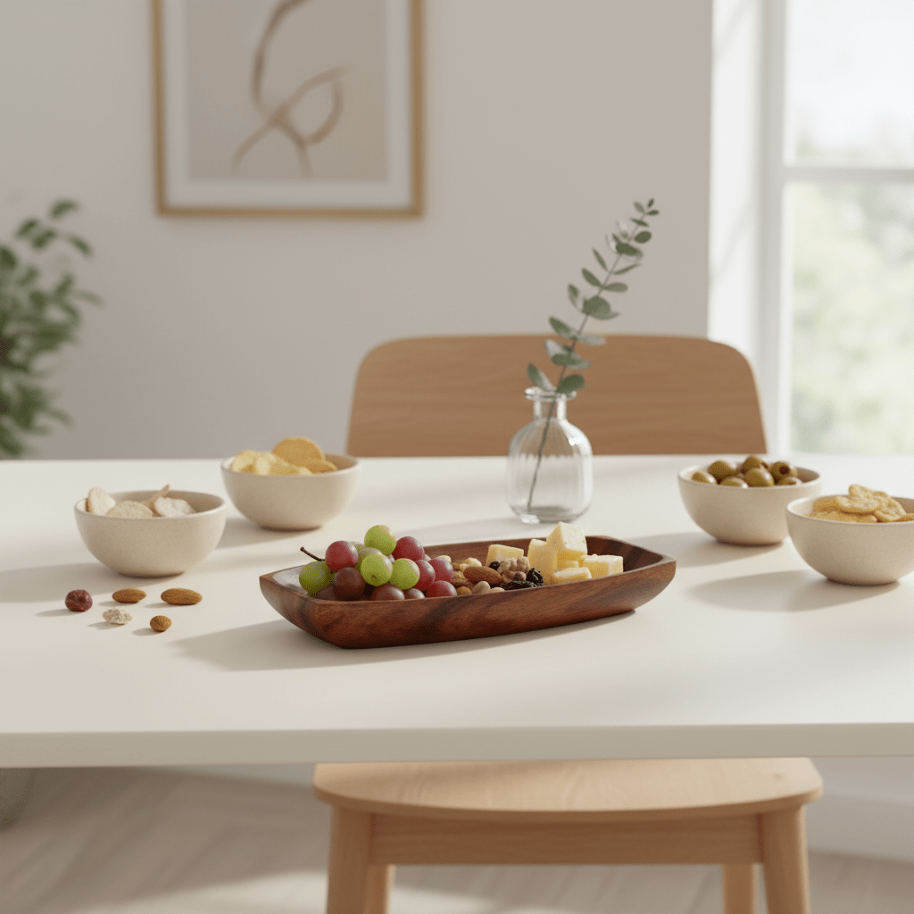 Kora Small Oblong Platter Dish In Acacia Wood