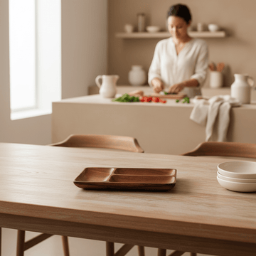 Kora Three Section Serving Dish In Acacia Wood