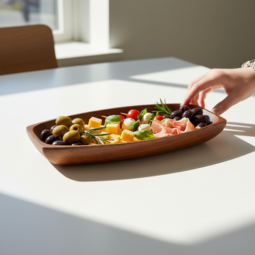Kora Small Oblong Platter Dish In Acacia Wood