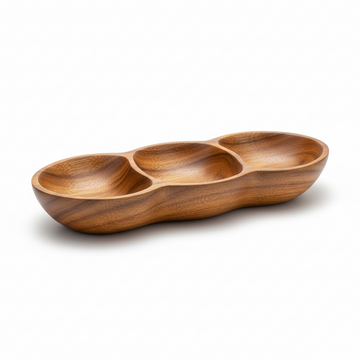 Kora 3 Section Olive Wood Antipasti Dish