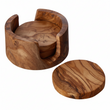 Kora Set Of 4 Olive Wood Round Coasters