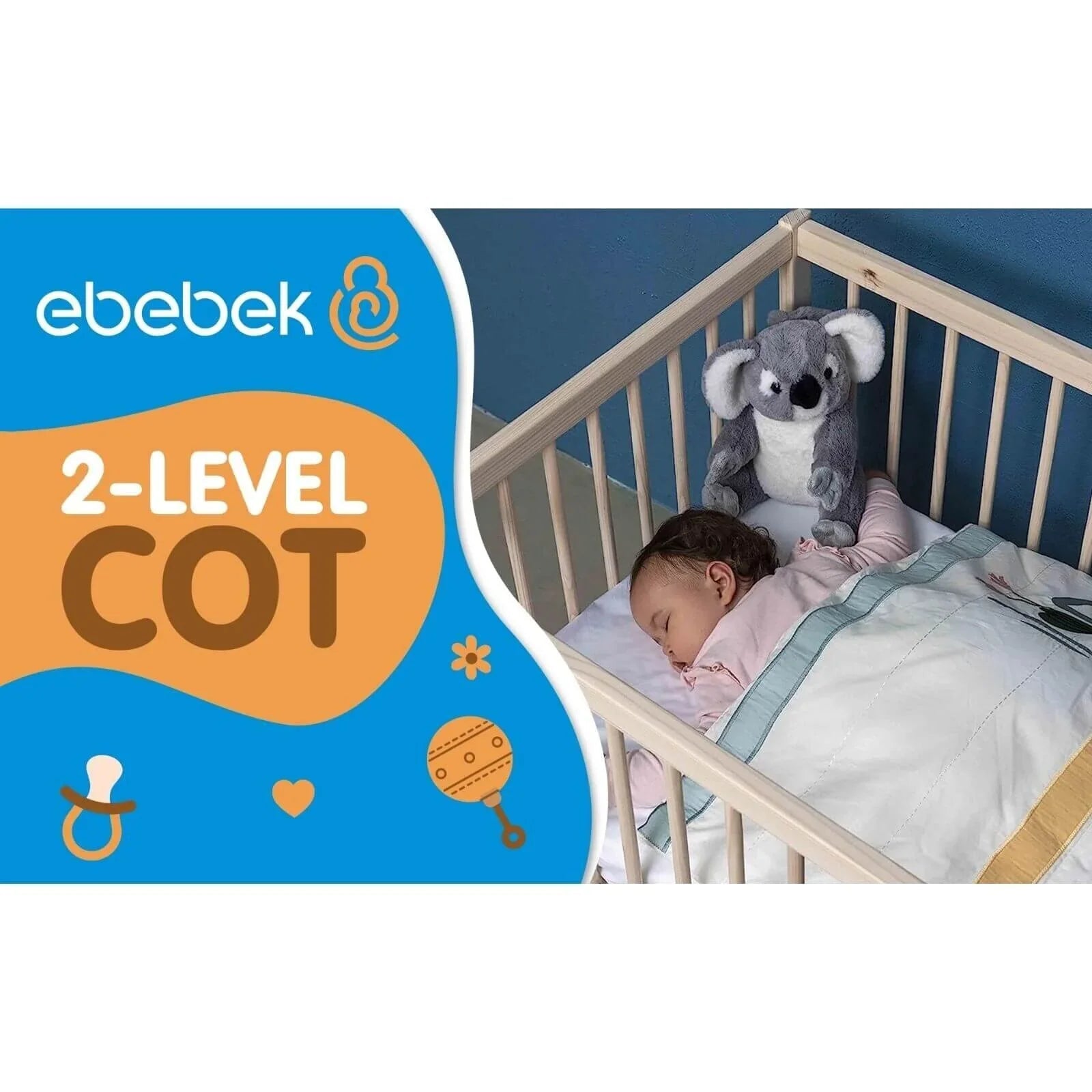 Kukka Natural Wood 2 - Level Cot 70x140