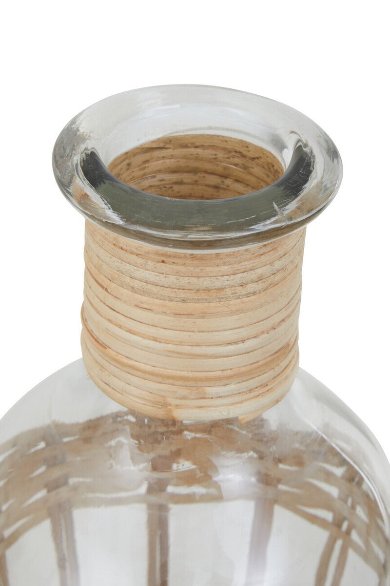 Kuta Natural Cane and Glass Large Vase