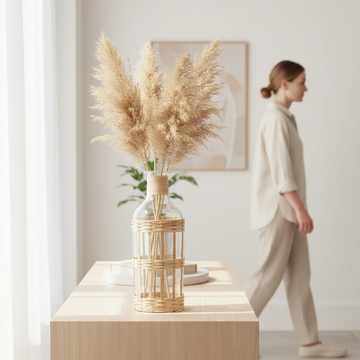 Kuta Natural Cane and Glass Large Vase