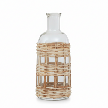 Kuta Natural Cane and Glass Small Vase