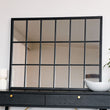 Kyō - Black Metal Rectangle Lattice Window Mirror - 90cm x 70cm