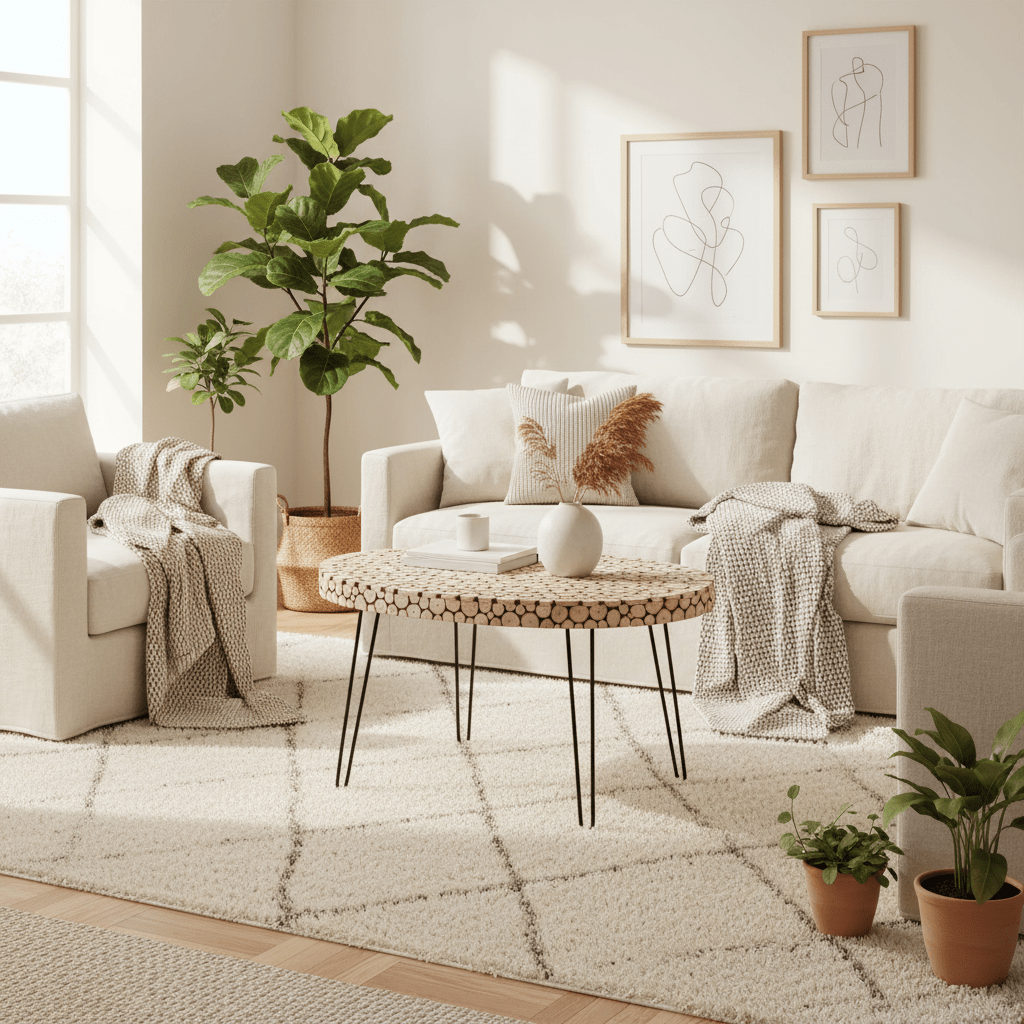 Lacuna Fir Wood Oval Coffee Table