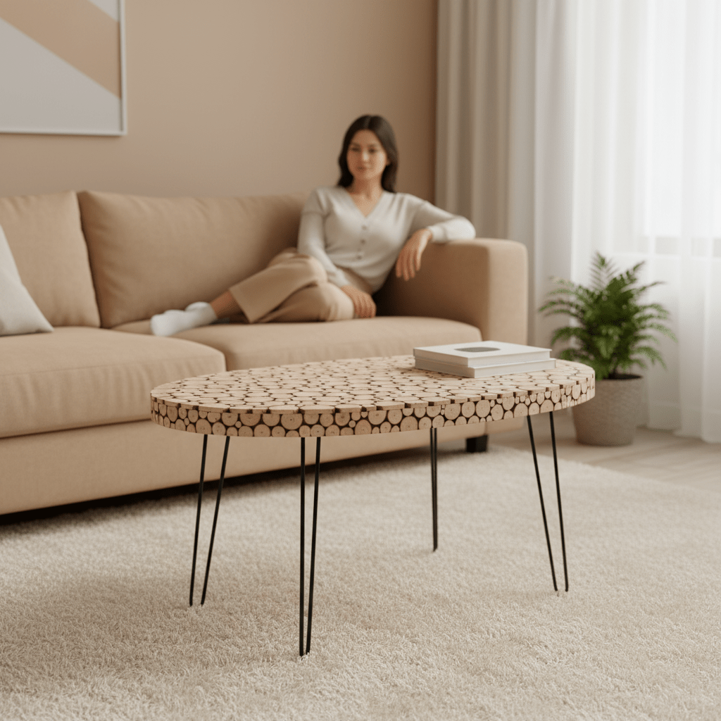 Lacuna Fir Wood Oval Coffee Table