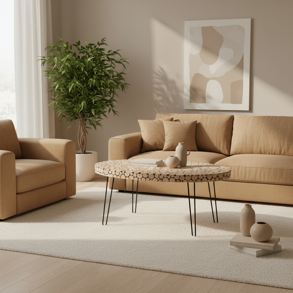 Lacuna Fir Wood Oval Coffee Table
