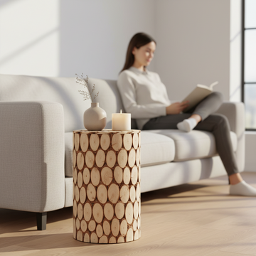 Lacuna Fir Wood Side Table and Stool