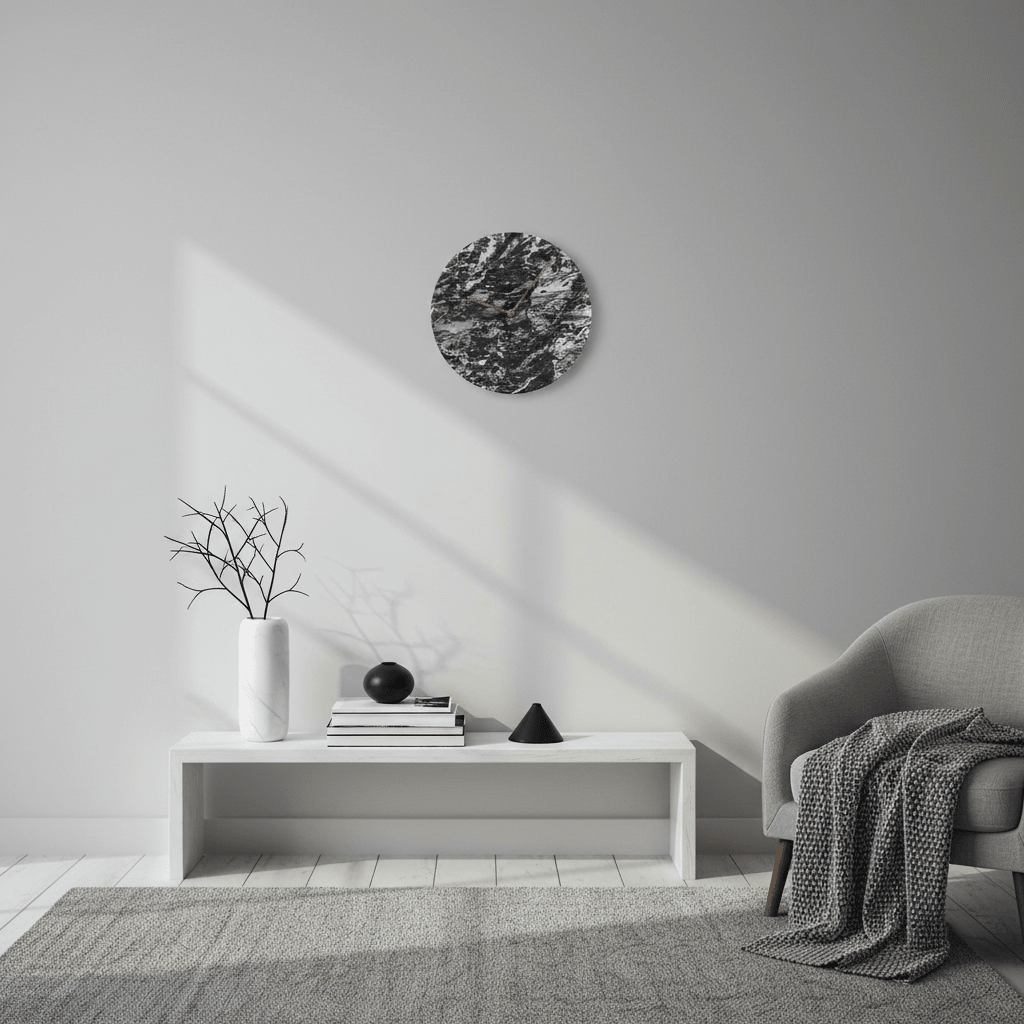 Lamonte Black Marble Wall Clock