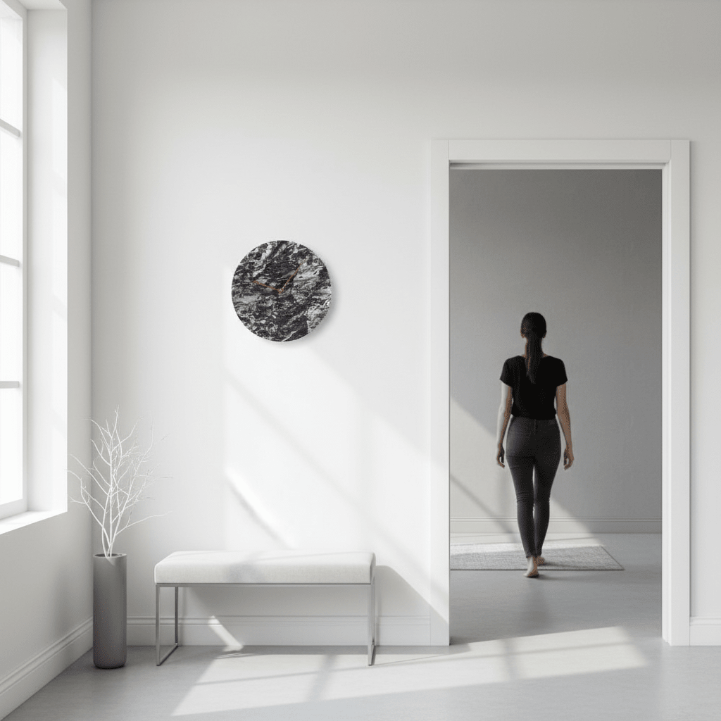 Lamonte Black Marble Wall Clock