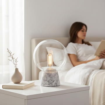 Lamonte Globe Lamp with Grey Marble Base