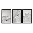 Landscape Art Nordic Mountain Climbers White & Grey wall art in a black frame