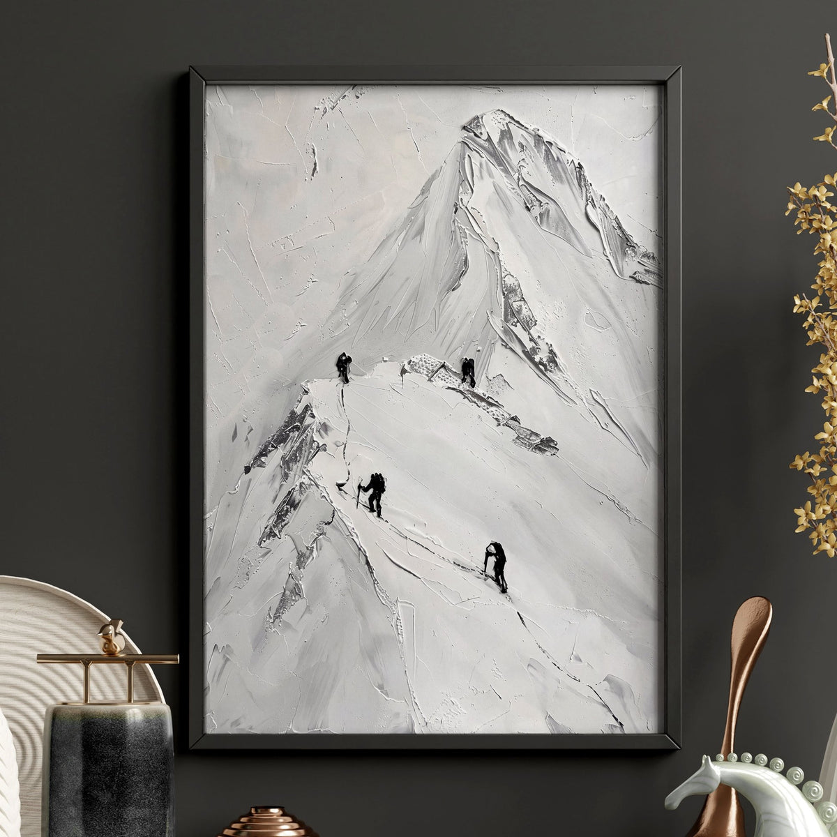 Landscape Art Nordic Mountain Climbers White & Grey wall art — piece 2 of 3 in the set