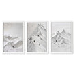 Landscape Art Nordic Mountain Climbers White & Grey Wall Art Prints | Set of 3
