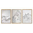 Landscape Art Nordic Mountain Climbers White & Grey Wall Art Prints | Set of 3