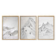 Landscape Art Nordic Mountain Climbers White & Grey wall art in an oak frame
