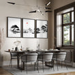 Landscape Art Painting Japanese Ink Zen Bonsai & Red Sun wall art displayed on a wall in a styled room