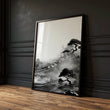 Landscape Artwork Japanese Ink Wash Black White & Red Sun wall art — piece 2 of 3 in the set