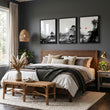 Landscape Artwork Japanese Ink Wash Black White & Red Sun wall art displayed on a wall in a styled room — view 4