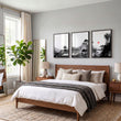 Landscape Artwork Japanese Ink Wash Black White & Red Sun wall art displayed on a wall in a styled room — view 9