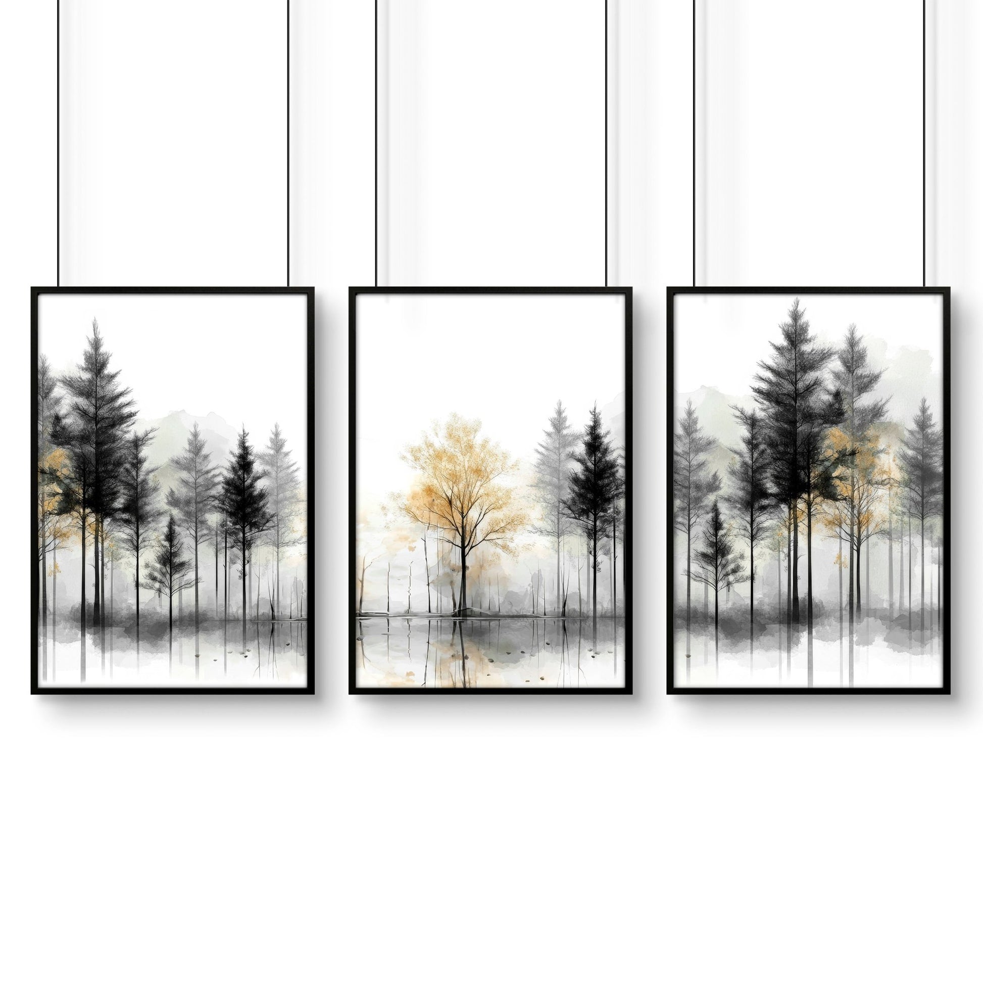 Landscape Canvas Wall Art | Set of 3 Asian Inspired Wall art Prints