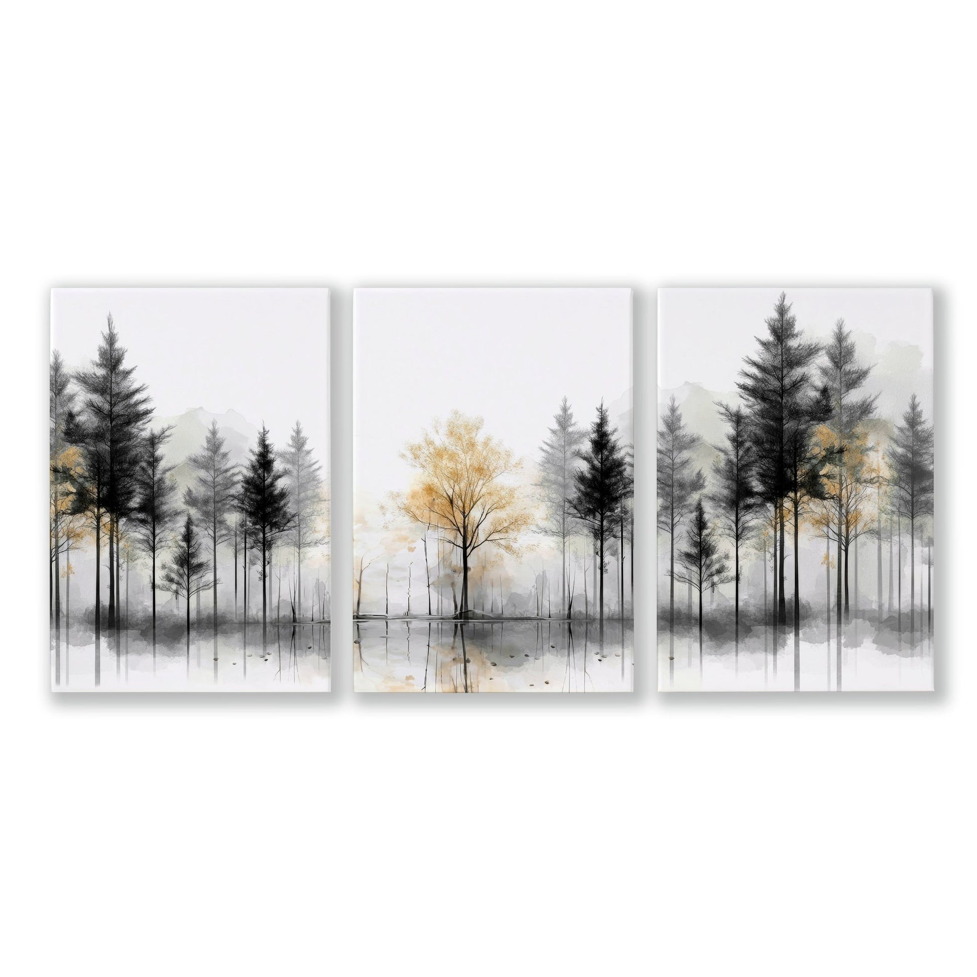 Landscape Canvas Wall Art | Set of 3 Asian Inspired Wall art Prints